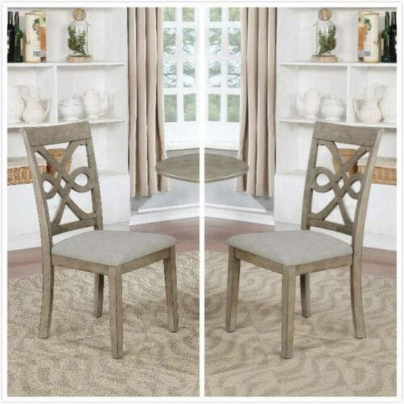 GTU Furniture Set of 2 Wood Dining Chair, Armless Chair Accent Solid Wood Modern Style in Grey