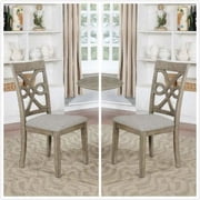 GTU Furniture Set of 2 Wood Dining Chair, Armless Chair Accent Solid Wood Modern Style in Grey