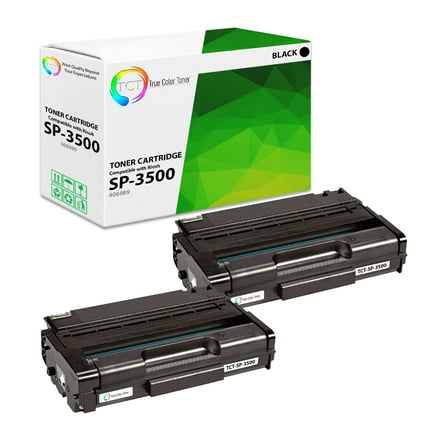 TCT SP-3500 Toner Cartridge 2 Pack - Premium Compatible Replacement for Ricoh Aficio SP-3500 406989 Black