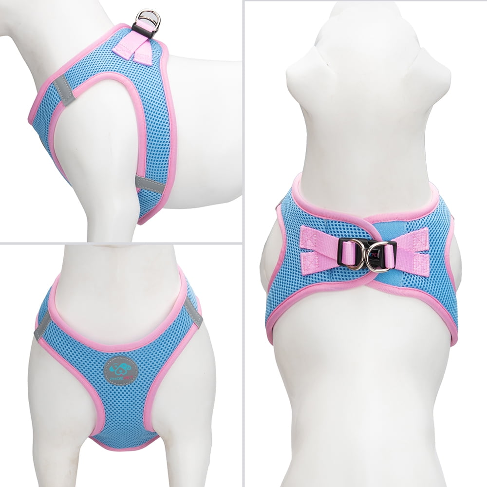 PHOEPET Step-in Dog Harness,Reflective Adjustable Dog Vest Harness, Soft Pet Walking Jacket with 2 Metal Leash Hooks for Dog and Cat