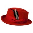 thumbnail image 2 of Different Touch Men Women Crushable Wool Felt Pork Pie Fedora Hats with Feather, 2 of 5