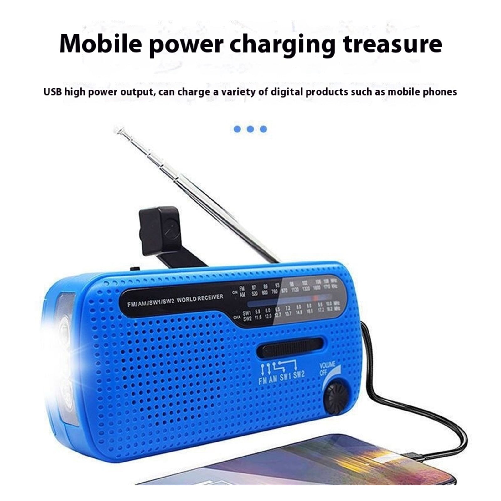 Outdoor Emergency LED Light FM/AM Solar Hand-cranked Rechargeable Radio Can Charge e Phones