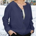 thumbnail image 6 of Fiaer Women'S Oversized Fashion Cardigan Sweaters Solid Color Casual V-Neck Long Sleeve Button Down Loose Fit Tops Navy XXXL, 6 of 9