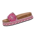thumbnail image 2 of Women's Sandals,Flat Sandals for Women,Womens Dress Sandals,Platform Sandals,Womens Slide Sandals Cork Footbed Flat Sandals Open Toe Comfort Slip On Slippers for Summer,Hot Pink,7, 2 of 7