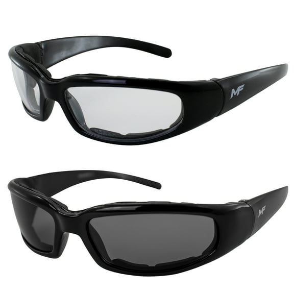 2 Pairs MF Chill Glasses (Black Frame, Clear/Smoke Lens)