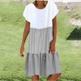thumbnail image 2 of CHOK Robes en Lin pour les Femmes Été Grande Taille Manches Courtes V Cou Genou Longueur Robe en Vrac Décontractée Confortable Robe de Plage 2024, 2 of 7