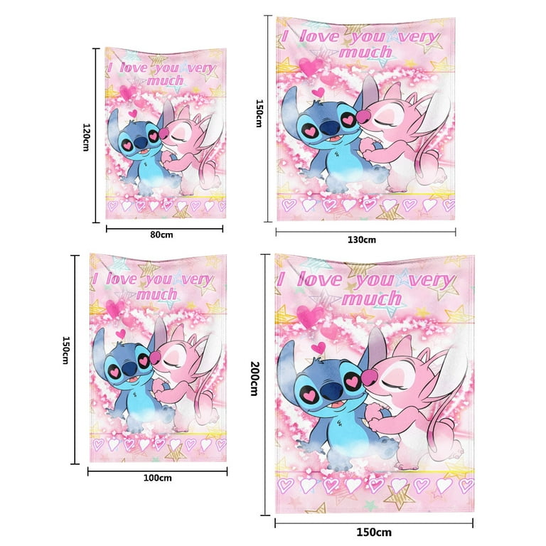 Mengen Personalized Lilo & Stitch Flannel Blanket For Couch Sofa