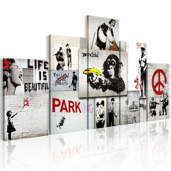 Tiptophomedecor Stretched Canvas Street Art - Banksy: Street Crimes Collage - Stretched & Framed Ready To Hang Art
