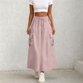 thumbnail image 2 of vigerkar Womens Cargo Skirt High Waisted Drawstring Quick Dry Maxi Skirt Trendy Back Slit Fashion A Line Long Skirts (Red, L), 2 of 8