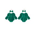 thumbnail image 2 of RUINIXCW Infant Girl Outfit Puff Long Sleeve Square Neck Bubble Romper and Headband, 2 of 8