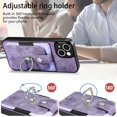 thumbnail image 3 of ELEHOLD Wallet Case for iPhone 14 Pro Max 6.7" with Card Holder 360° Rotation Ring Holder Stand Function Shockproof Anti-Scratch Protective Luxury Leather Purse Case, Purple, 3 of 8