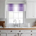 thumbnail image 3 of Purple White Ombre Valance Curtains for Kitchen/Living Room/Bathroom/Bedroom Window,Rod Pocket Small Topper Half Short Window Curtains Voile Sheer Scarf,Modern Abstract Art Farmhouse Gradient 60"x18", 3 of 8