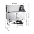 thumbnail image 3 of VEVOR Stainless Steel Dog Washing Station, 50 inch Pet Grooming Tub w/ Ramp, PE Water Filter Board, Faucet & Showerhead & Soap Holder Dog Bathtub for Large & Medium & Small Pets (Right Door), 3 of 9
