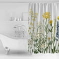 thumbnail image 4 of Small Stall Shower Curtain 48x72 Inch Narrow Half Size Yellow Spring Floral Bath Curtains Bathroom Decor Summer Botanical Flowers Waterproof Fabric Shower Curtain Set with Hooks 48 Inch, 4 of 6