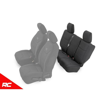 Water Closet Rough In Dimensions Rough Country Neoprene Seat Covers Rear Black compatible w/ 2013-2018 Jeep Wrangler JK 4DR Custom Water Resistant 91004R ()