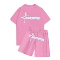 thumbnail image 1 of Sueño Conjunto de jogging informal para niños combinado con pantalones cortos de manga corta Conjunto de dos piezas Rosa 110, 1 of 3