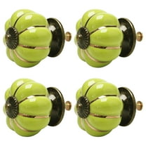 Ceramic Vintage Knobs Drawer Pumpkin Shaped Pull Handle Cupboard Wardrobe Dresser Door 4pcs Green