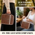 thumbnail image 2 of FOR U DESIGNS Cross Brown Pattern Bible Case Handbag with Handle Quilted Bible Holder Case Bible Journaling Supplies Bible Carrier Tote Bag for Bible Study/Daily Use, 2 of 7