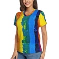 thumbnail image 5 of Yiaed Rainbow Colored Print Women's T Shirt V-Neck Short Sleeve Shirt Casual Breathable Tee Summer Tops-, 5 of 5