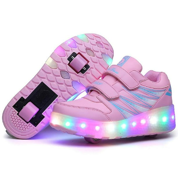 Led Light Up Roller Shoes Double Wheel Usb Rechargeable Skating