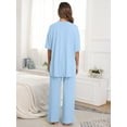 thumbnail image 4 of MINTREUS Lounge Sets for Women Knit Short Sleeve Tops and Long Pants Soft Comfy Pajamas Set Oversized 2 Piece Outfits S-4X, 4 of 8