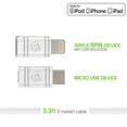 thumbnail image 5 of Cellet Micro USB- Apple MFI Certified Lightning Cable Combo, Compatible for Apple iPhone Xs/Max/Xr/X/SE/8/7/6/5 iPad/Pro/Air/Mini 4,3,2,1, iPod Touch, Nano 7th and all lighting Device - 1 Meter White, 5 of 10