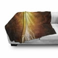 thumbnail image 2 of Landscape Soft Flannel Fleece Throw Blanket, Vivid Thunder in Apocalyptic Sky Judgement Day End of World Themed Artwork, Cozy Plush for Indoor and Outdoor Use, 60" x 80", Yellow Brown, by Ambesonne, 2 of 5