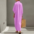 thumbnail image 6 of Guieoi Womens Dresses Fall Plus Size Loose Casual Cotton-Linen 3/4-Sleeve V-Neck Dress Flowy Maxi Dresseses Purple M, 6 of 8