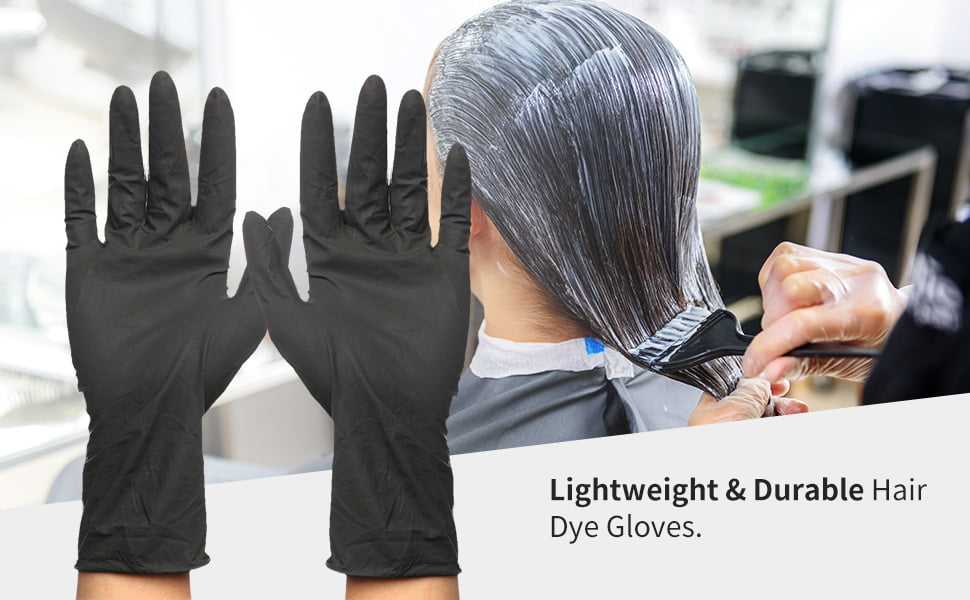 Black Reusable Latex Gloves, Salon Hair Color Dye Gloves-Medium Size (Pack  of 10) 