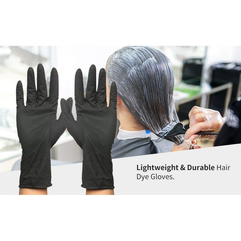 Black Reusable Latex Gloves Salon Hair Color Dye Gloves Medium