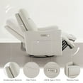 thumbnail image 6 of Spruce & Spring Genuine Leather Power Swivel Glider Recliner for Nursery, Light Grey, 6 of 9