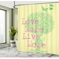 thumbnail image 5 of Ambesonne Love Shower Curtain, Positive World Wishes, 69"Wx70"L, Green Soft Pink Yellow, 5 of 5
