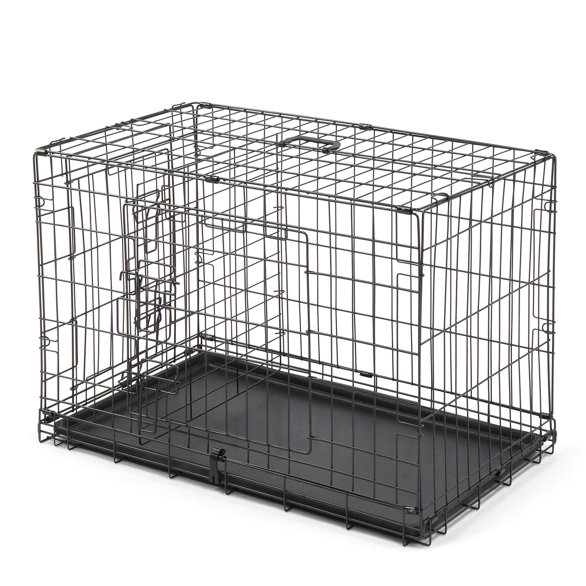 Pefilos 30" Wire Dog Crate with Tray, Pet Kennel Cat Folding Steel Animal Playpen, Black Pefilos 30" Wire Dog Crate with Tray, Pet Kennel Cat Folding Steel Animal Playpen, Black