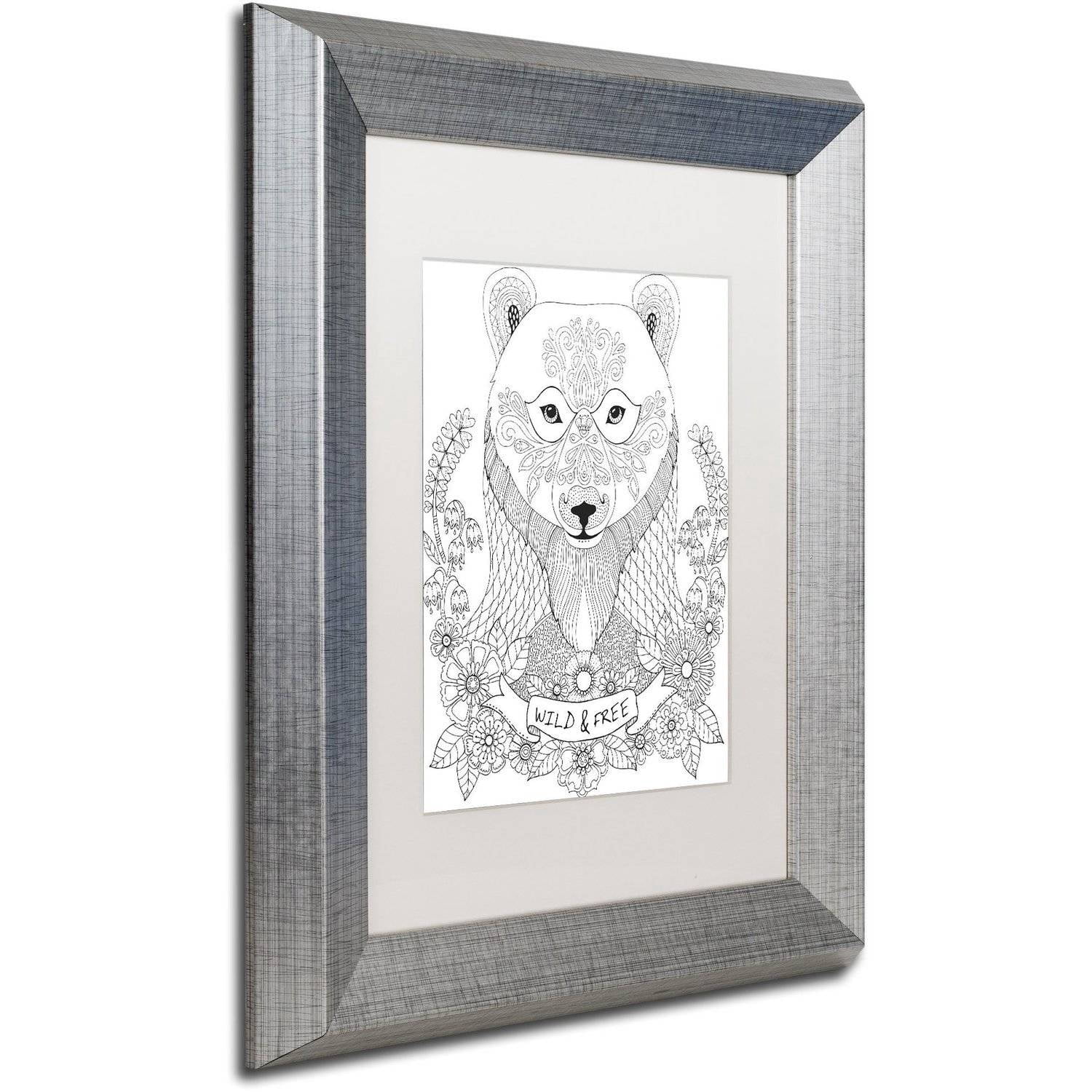 Trademark Fine Art "Animals 4" Canvas Art by Hello Angel, White Matte, Silver Frame