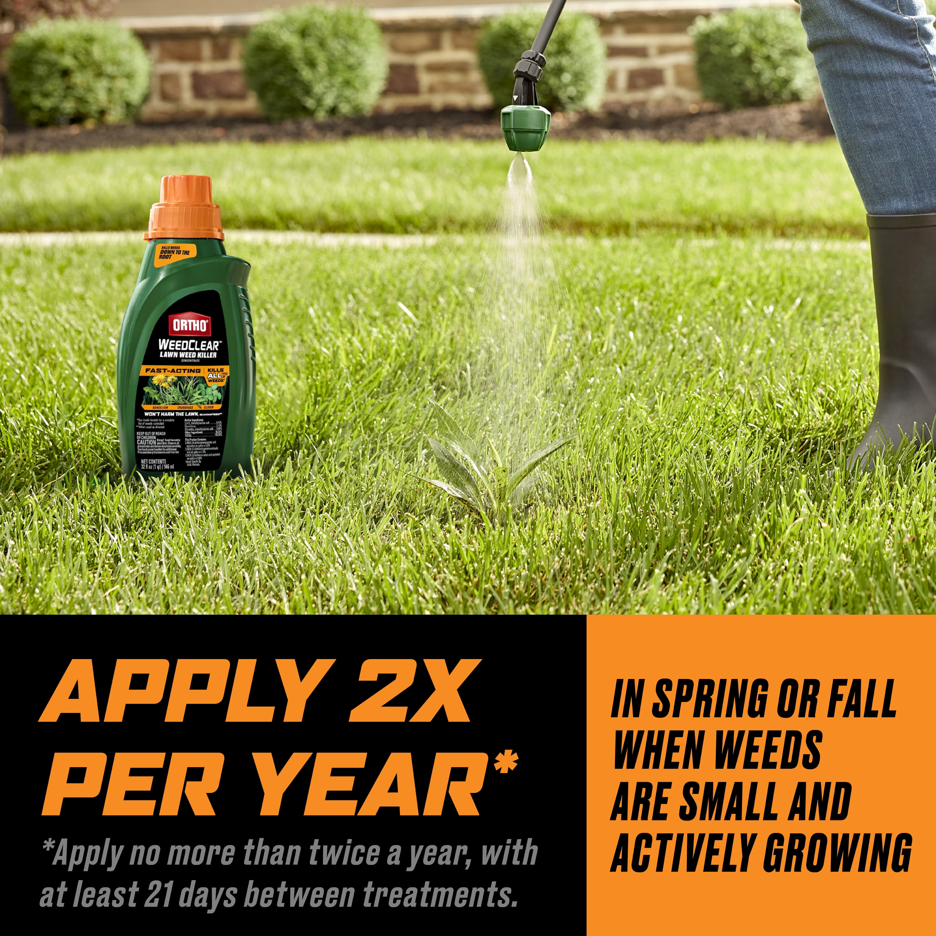Ortho WeedClear Lawn Weed Killer Concentrate, Kills Crabgrass and Dandelion, 32 fl. oz.