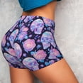 thumbnail image 4 of Daiia crystal Skull flower Pattern Women's Workout Shorts Biker Shorts - High Waisted Workout Spandex Tummy Control Gym Running Yoga Shorts-Medium, 4 of 8