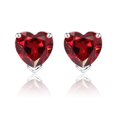 thumbnail image 1 of Aretes tipo botón JeenMata con Forma de corazón 1 quilate granate Chapados En oro blanco de 18 K, 1 of 5