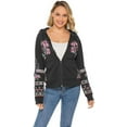 thumbnail image 2 of Women's Full Zip Long Sleeve Embroidered Sweatshirt Floral Boho Embroidered Mexican Hoodie Fall Winter Coat Tops Jackets, 2 of 6