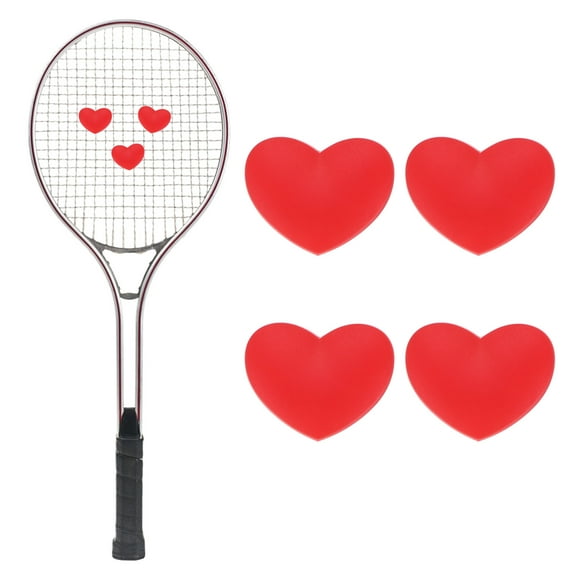 Tennis Racket Dampener [4PCS] - Funny Heart Shape Silicone Tennis Shock Absorber Racket Vibration Dampener [Red]