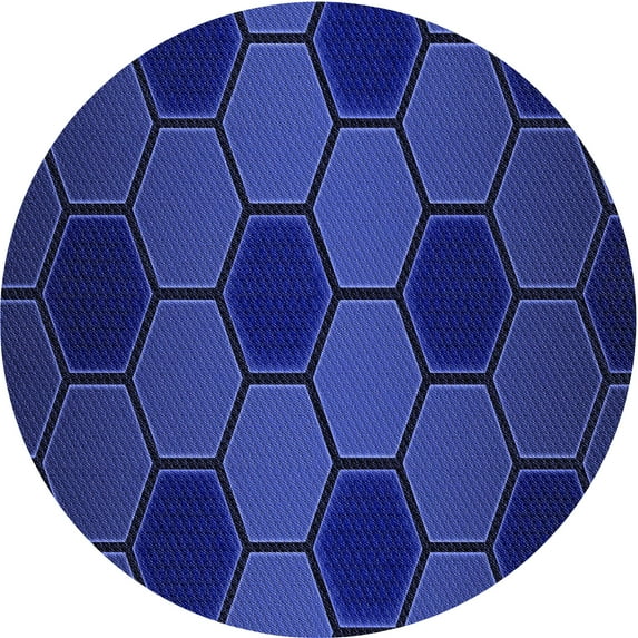 Ahgly Company Indoor Round Patterned Denim Dark Blue Area Rugs, 8' Round