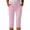 Pink, variant on hoksml Women's Pull On Chino Capri Pants, Elastic Waist Stretchy Casual Trousers with Pockets