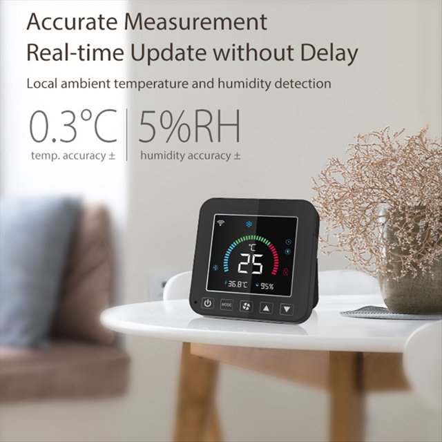Termostato de Aire Acondicionado WiFi Tuya con Control de Temperatura y Humedad por Infrarrojos, Pantalla Táctil LCD para Home y .