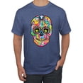 thumbnail image 1 of Wild Bobby Dean Russo Colorful Sugar Skull Streetwear Men Graphic Tee, Vintage Heather Blue, 5X-Large, 1 of 5