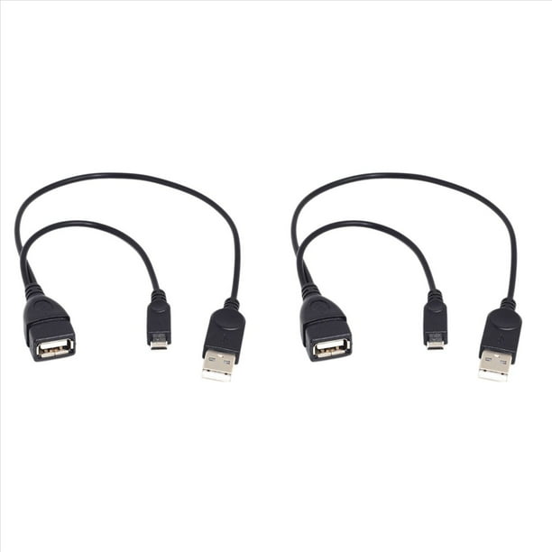 2 Cable Adaptador Micro-USB una USB OTG Hembra con Interfaz de Alimentación USB Adecuado para Dispositivos Electrónicos con OTG