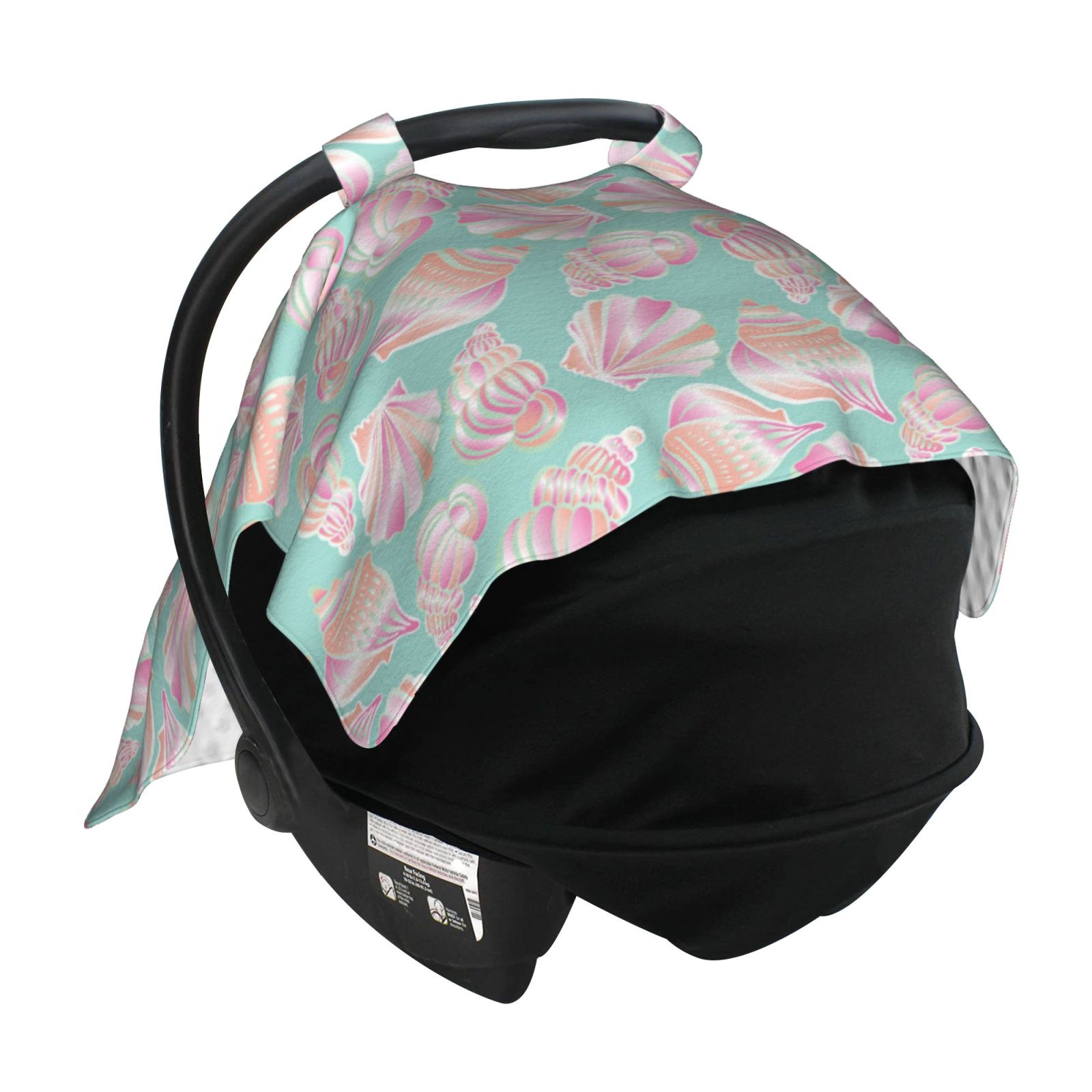 Car Seat Cover Baby - Conch Shells Print No.9023 Breathable Infant Car Seat Cover for Baby Carseat, Lightweight Comfort Baby Essentials Must Haves Newborn Stuff for Girl Boy