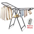 thumbnail image 1 of Clothes Drying Rack with Wheels, Foldable Metal Laundry Rack with 33 Sock Clips, Space-Saving Free-Standing Airer with Dual Height-Adjustable Wings, Grey, 1 of 9