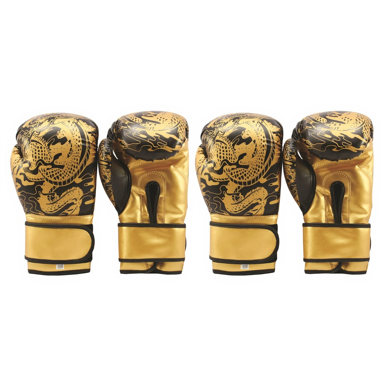 Last Punch 2 Pairs of 14oz Boxing Gloves & Head Guard Training Sparring Kickboxing Practice Gear Black/Gold