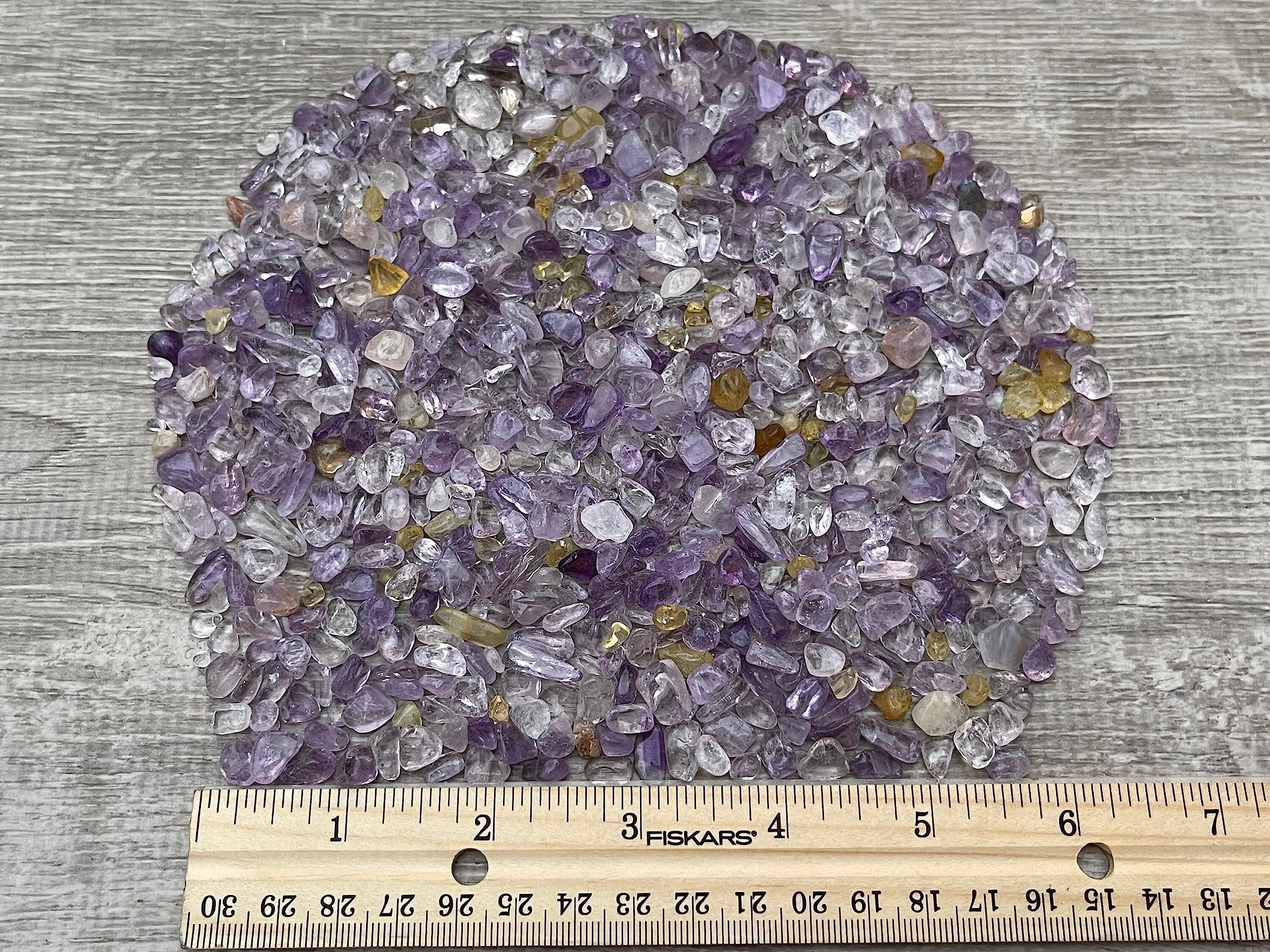 WHOLESALE Natural Semi Tumbled Ametrine Gemstone Chips, Crushed Mini Crystals, Undrilled (Ametrine, 0.5 Pound)