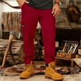 thumbnail image 6 of Men's Cargo Pant Loose Fit Casual Joggers with Multiple Pockets Summer Streetwear Red Pant, 6 of 7