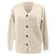 thumbnail image 4 of Cardigan Sweaters for Women Long Sleeve V Neck Knitted Button Up Womens Sweater Open Front Beige Sweaters Ladies Clothes, 4 of 4